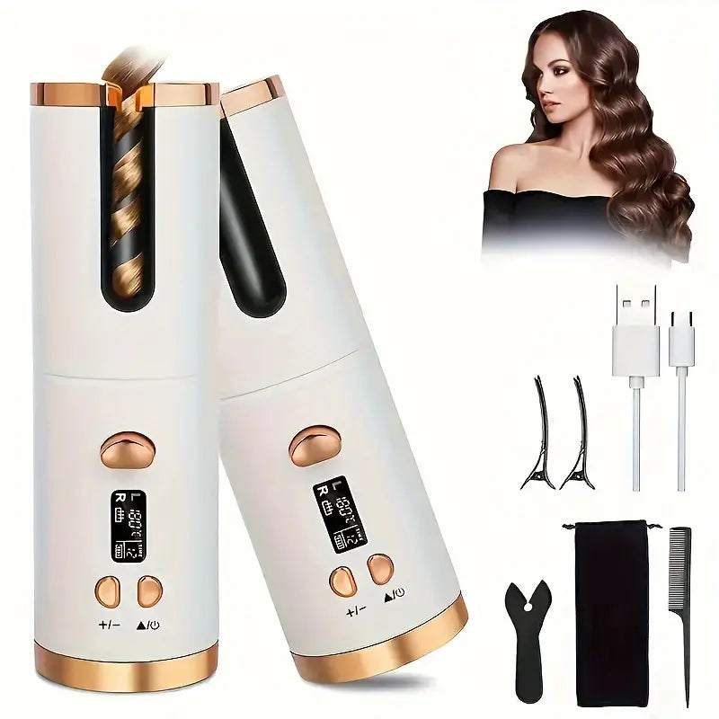 IGEALL cordless ceramic auto curler with adjustable heat settings