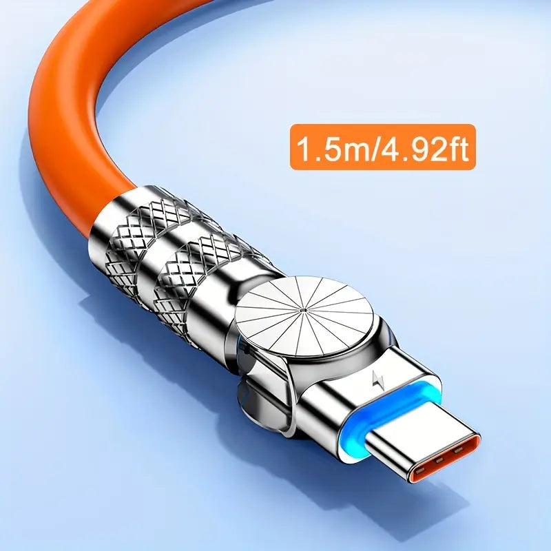 Durable USB Type-C cable with 180° rotation for fast charging