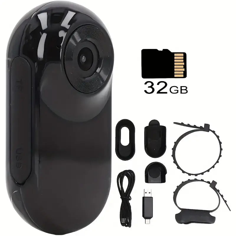 Versatile 1080P Pet & Outdoor Camera with 170° Wide-Angle Lens, 0.96" Display, 32GB Memory Card