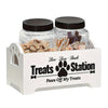 3pcs Wooden Dog Treat Holder with 2 Plastic Jars