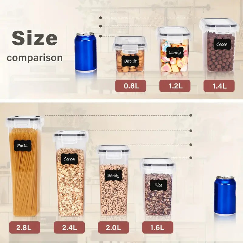 Airtight BPA-free food storage container set with labels