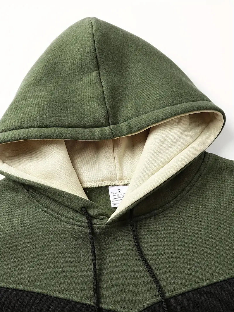 Men's Trendy Color Block Hoodie with Graphic Prints